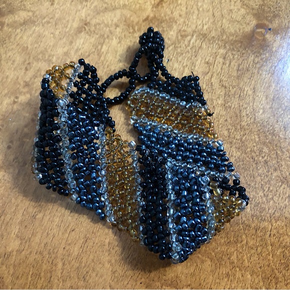 EUC VTG Handmade Earth Tone Seed Bead Bracelet with Diagonal Design - Picture 13 of 13